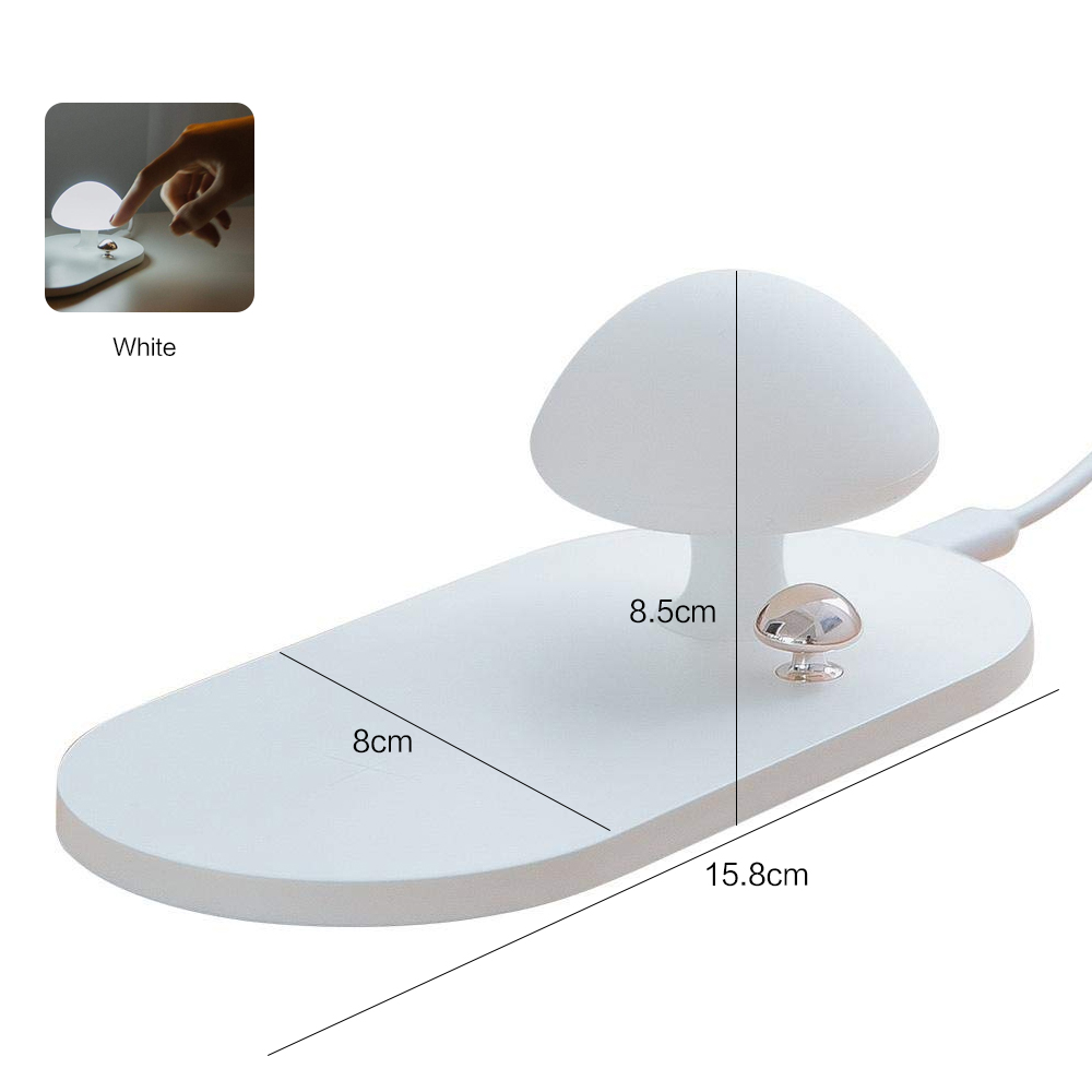 BRELONG Mushroom Wireless Fast Charger Touch Silicone Atmosphere Night Light