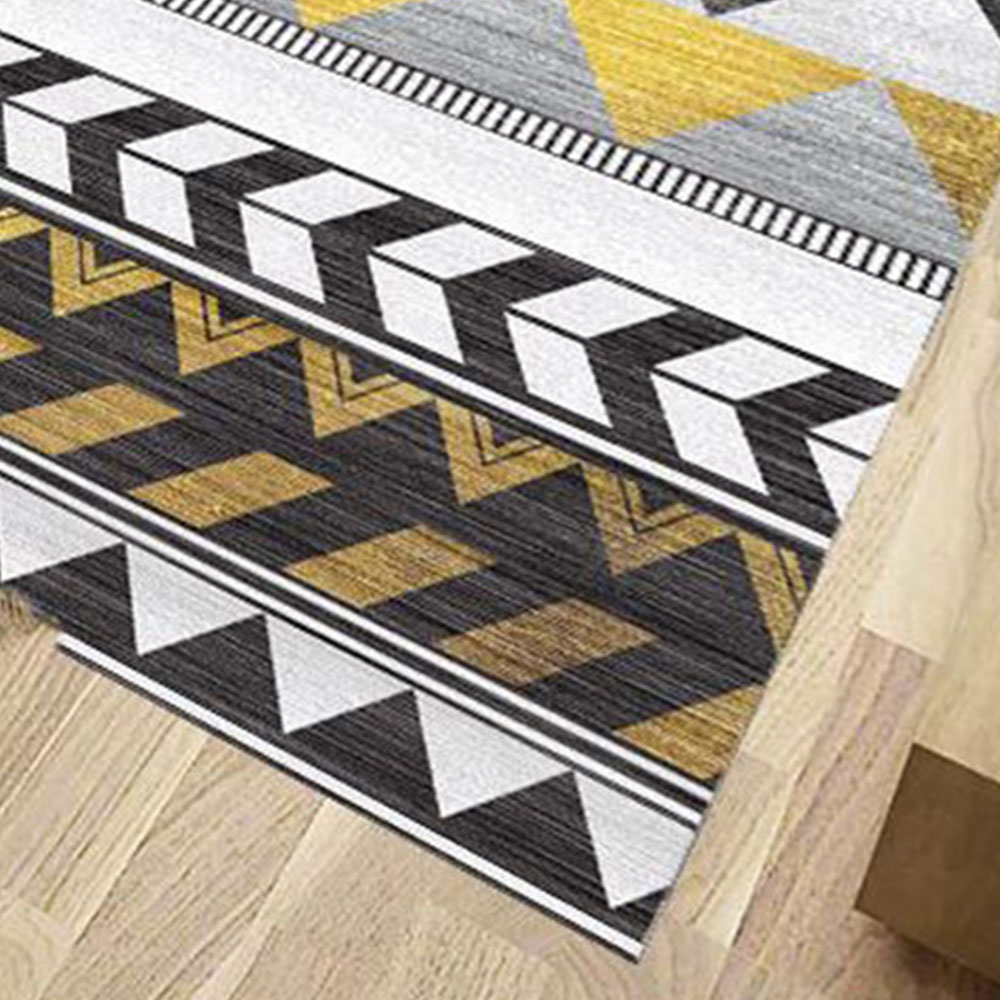 Floor Mat Geometrical Pattern Color Block Washable Living Room Mat