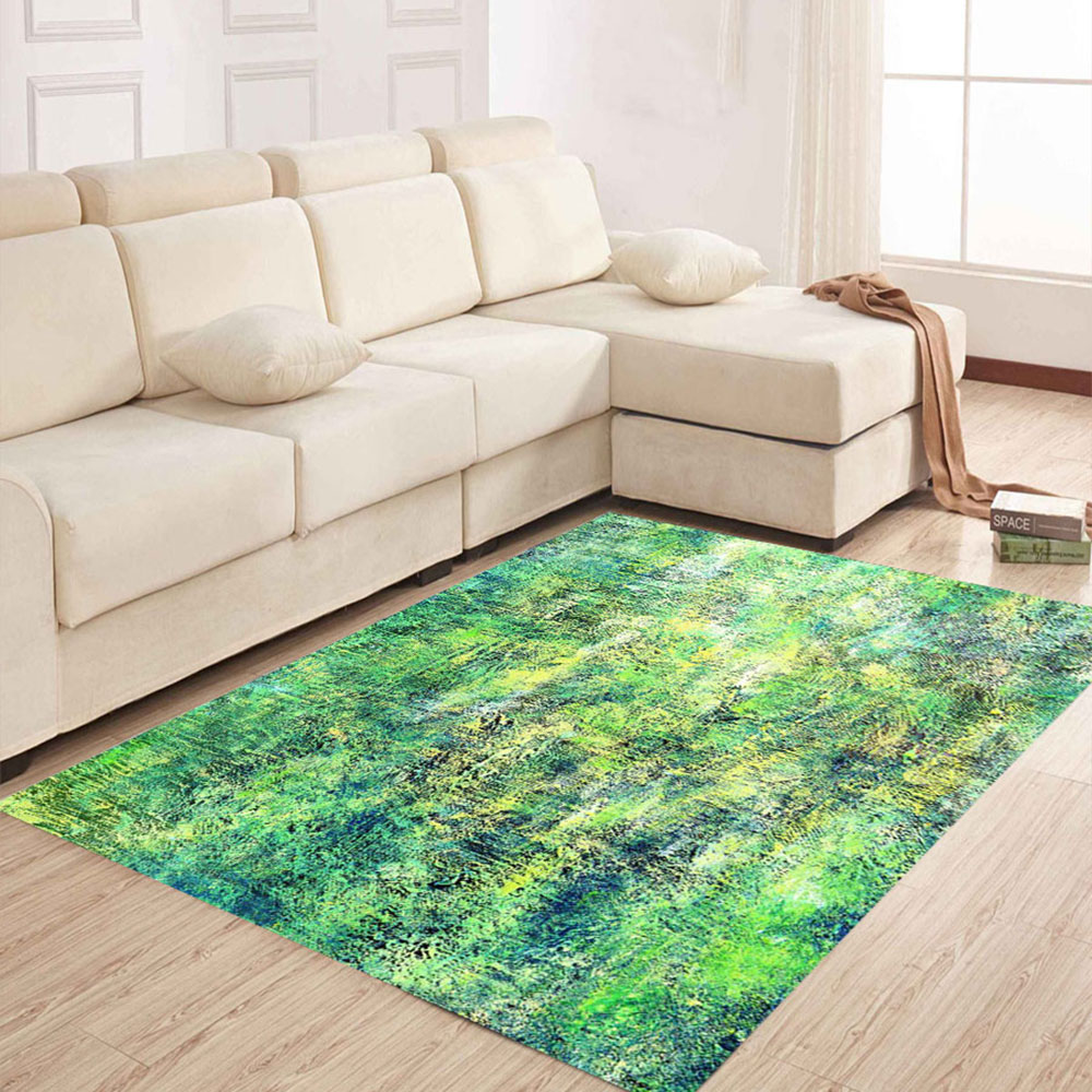 Home Floor Mat Abstract Style Color Block Soft Non-Slip D