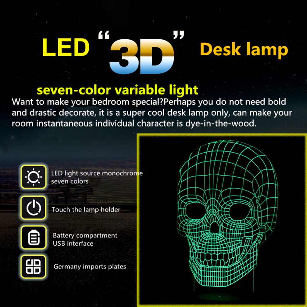 Creative Love Shape 3D LED Lamp Night Light Multicolor RGB Bulb Decor Gift Toys