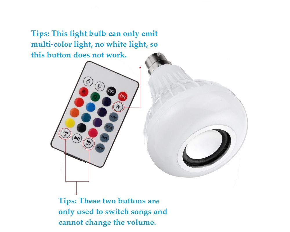 1PC Smart Bluetooth Music Speaker Lamp LED Bulb B22 Intelligent Light for Party
