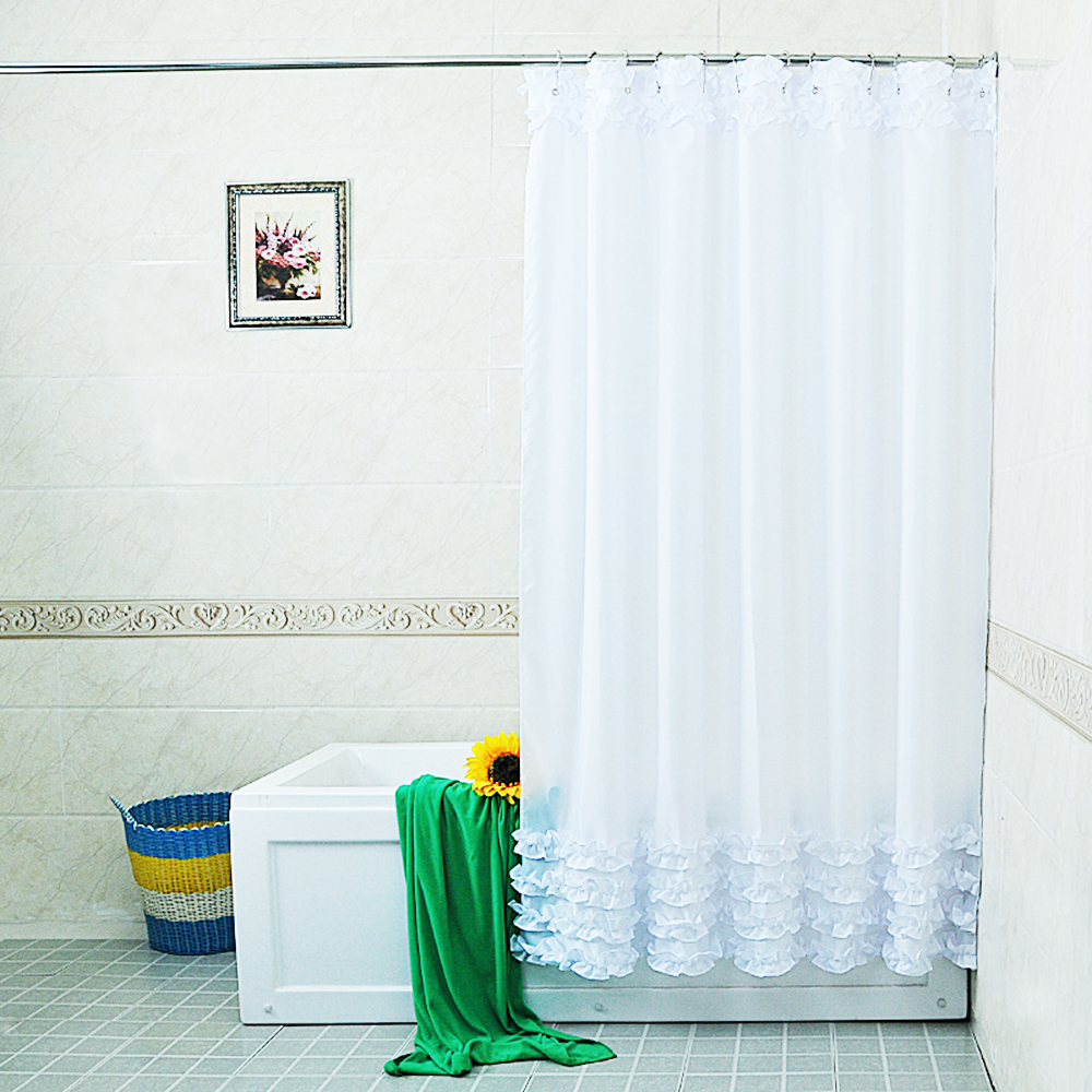 Home Decoration Shower Curtain Lace Decor WaterproofBathroom Cover with 12Pcs Hooks