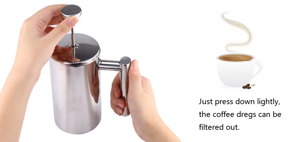 350ML Stainless Steel Cafetiere French Press with Filter Double Wall