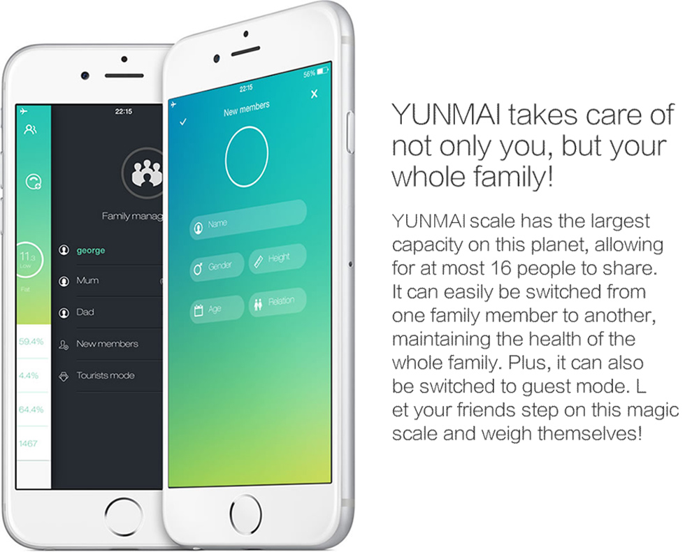 YUNMAI M1301 App Control Bluetooth Smart Body Fat Electronic Scale ITO Tempered Glass Surface