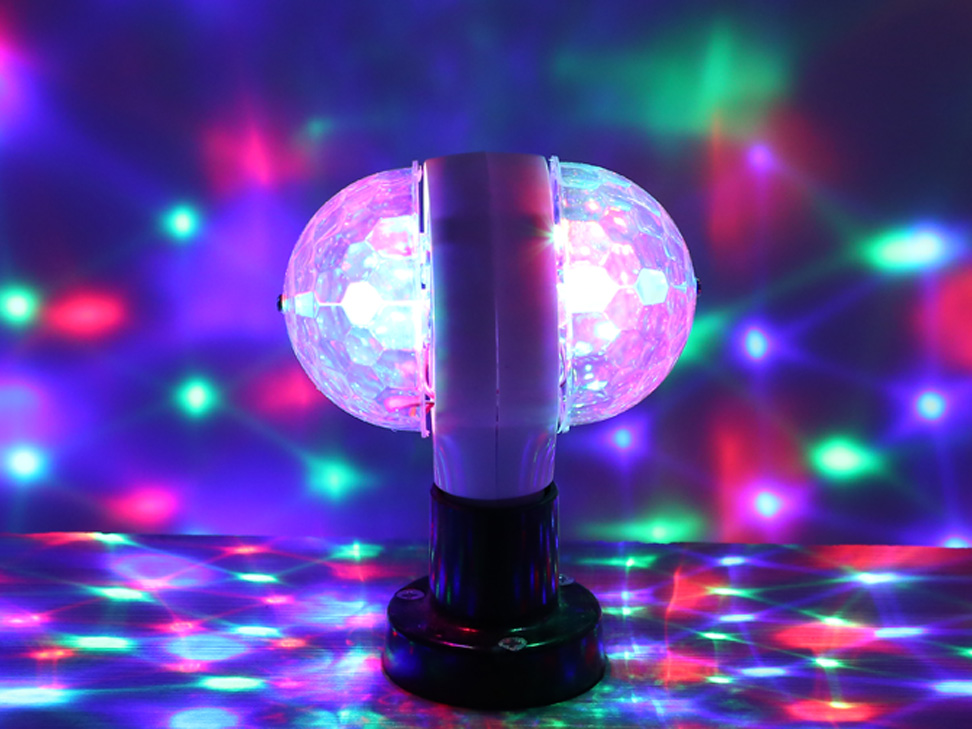 E27 3W Colorful Auto Rotating RGB LED Crystal Stage Light Magic Double Ball Lamp