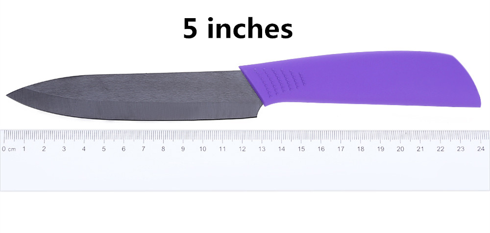 5 in 1 Kitchen Fruit Vegetable Paring Tool Set Black Blade Nonslip Handle Ceramic Knives with Peeler