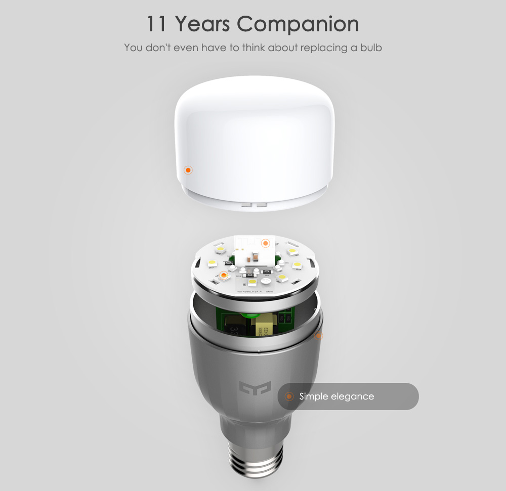 Xiaomi Yeelight YLDP02YL RGBW Smart LED Bulb 16 Million Colors WiFi Enabled CCT Adjustment Support Google Home