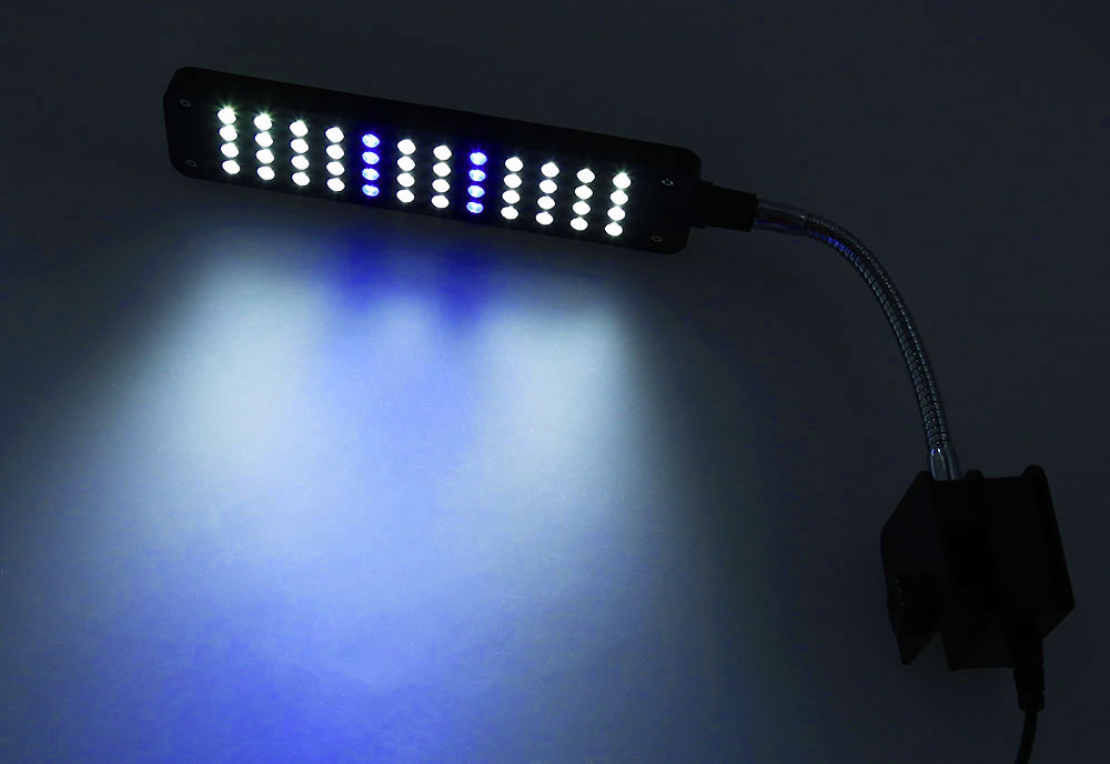 48 LEDs Blue White Fish Tank Light LED Flexible Clip Aquarium Lamp