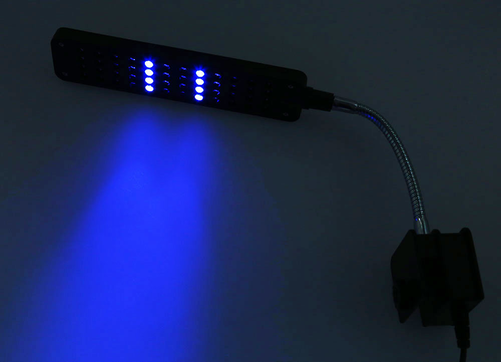 48 LEDs Blue White Fish Tank Light LED Flexible Clip Aquarium Lamp