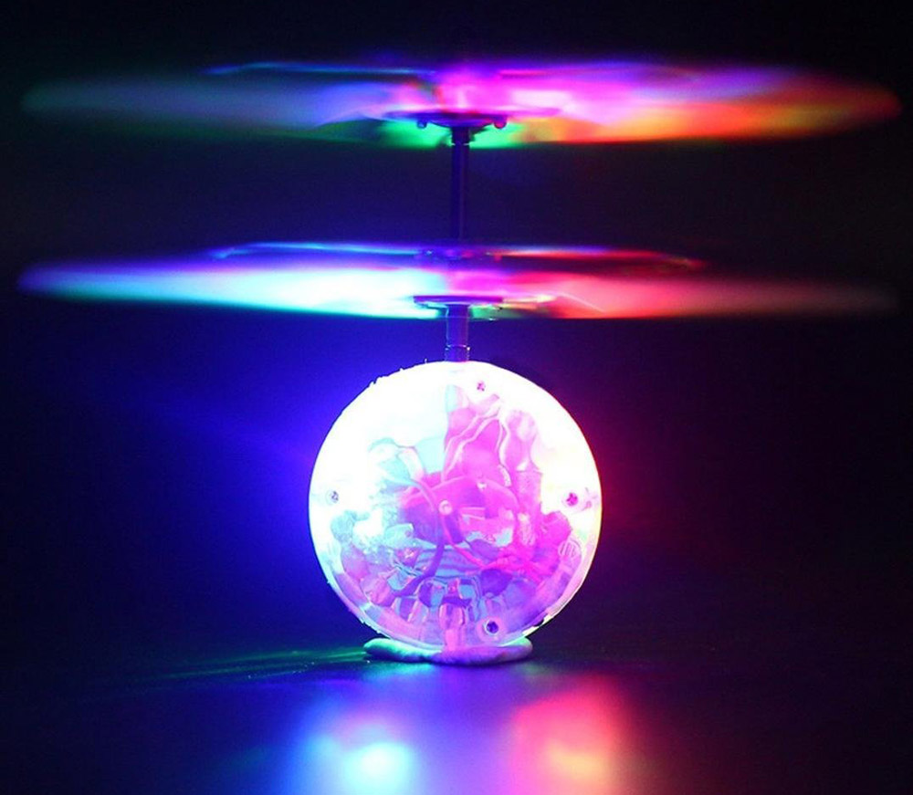 Mini Children Flying Crystal Ball LED Flashing Stage Light Aircraft Helicopter Infrared Induction Toy
