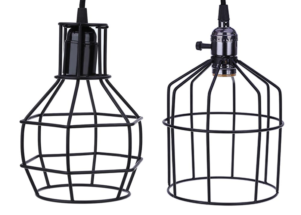 Retro Pendant Cage Wire Lamp Guard Hanging Light