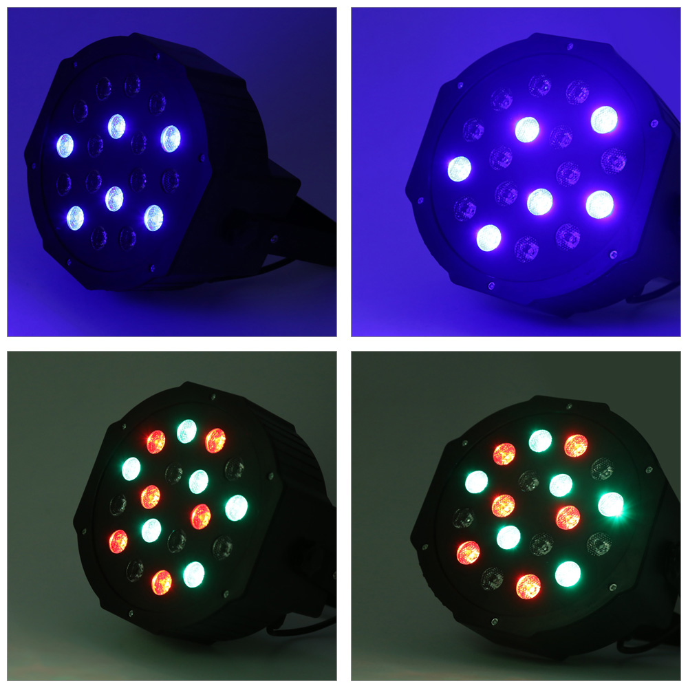 2pcs 18W LED RGB Stage Par Light DMX-512 Control Lamp for Disco DJ