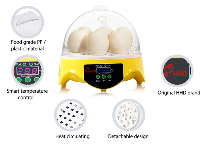 HHD Automatic Digital 7 Eggs Incubator for Duck Bird Chicken Egg