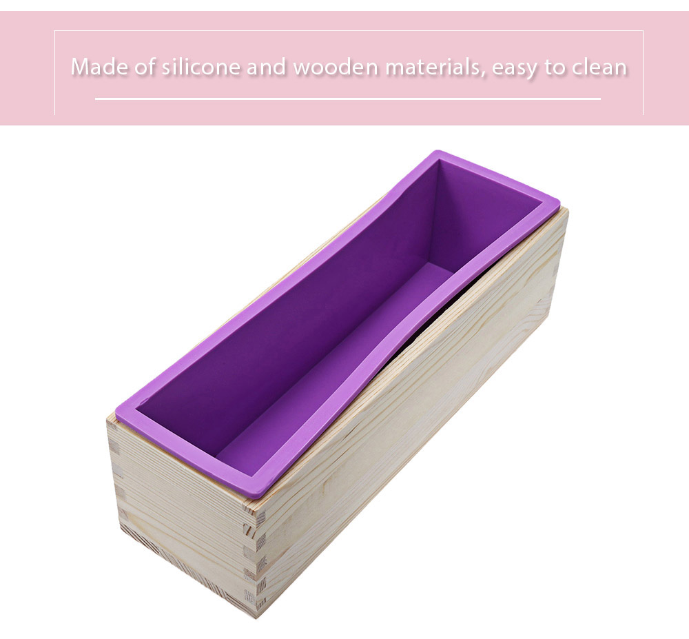 1200g Silicone Soap Loaf Mold Wooden Box DIY Making Tool