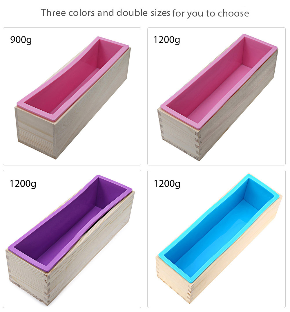 1200g Silicone Soap Loaf Mold Wooden Box DIY Making Tools