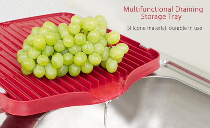 SUMSHUN Multifunctional Silicone Draining Storage Rack Fruit Plate Function