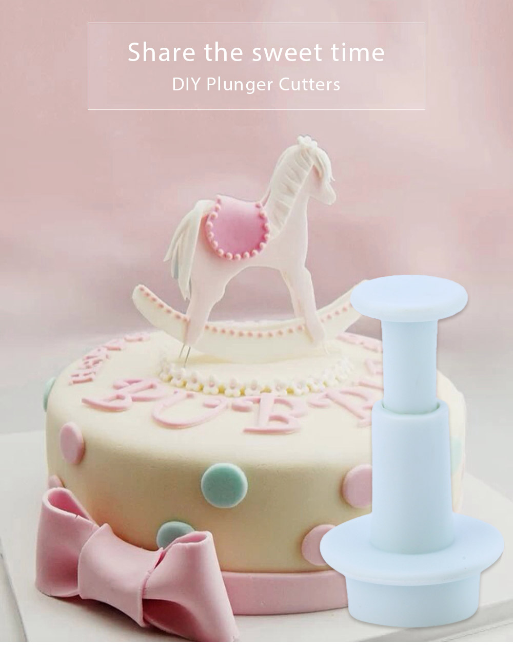 3pcs DIY Plunger Cutters Fondant Cake Decorating Tool Mold Cookie Cupcake Decoration
