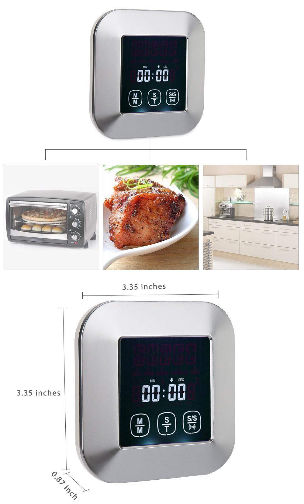 TS - 82 Touch Screen Meat Cooking Grill Thermometer Timer with Probe