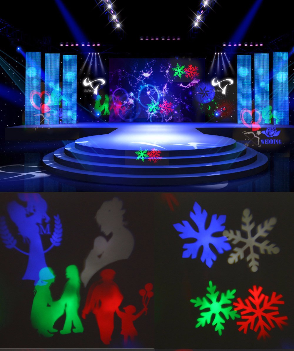 Multicolor LED Stage Light Projection Lamp Rotating Lights with 8PCS Switchable Pattern Lens