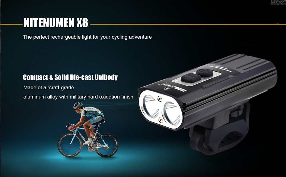 NITENUMEN X8 Cree XML2 U3 1800Lm Rechargeable LED Bicycle Light
