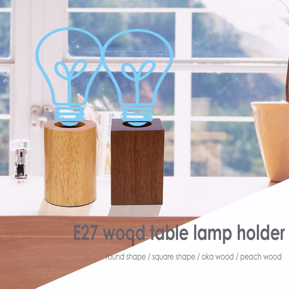 E27 Modern Minimalist Black Peach Wood Table Lamp Holder