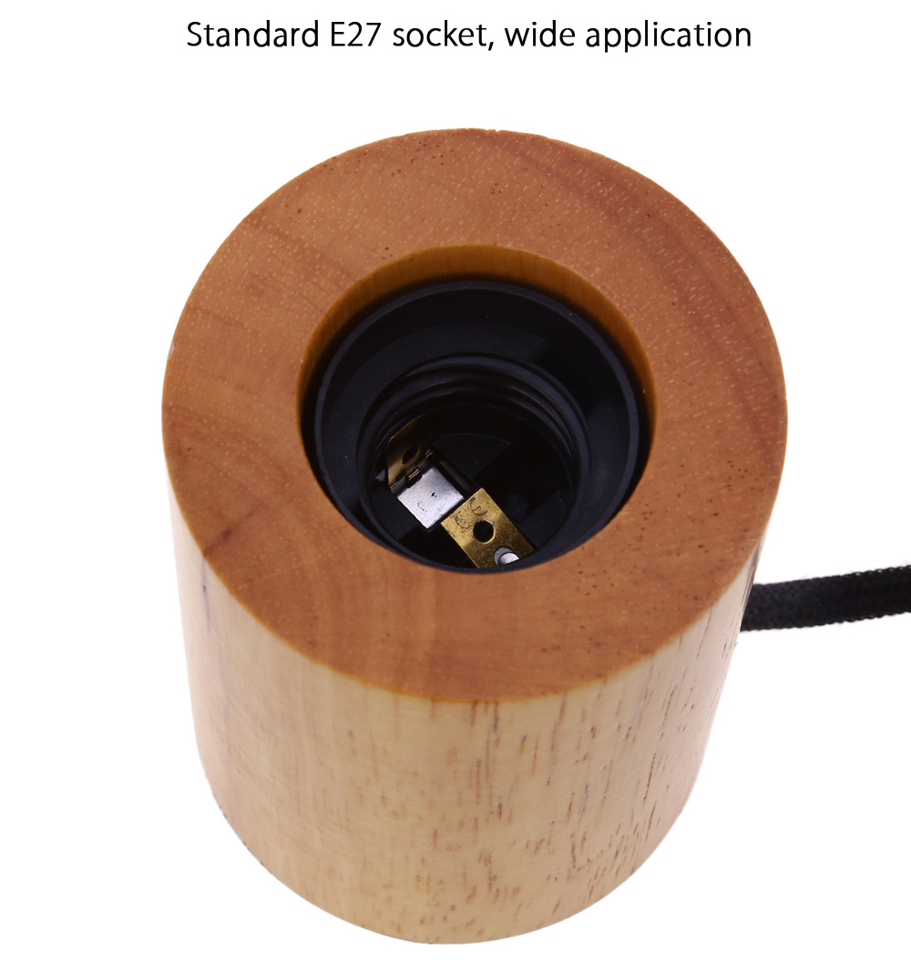 E27 Modern Minimalist Black Peach Wood Table Lamp Holder