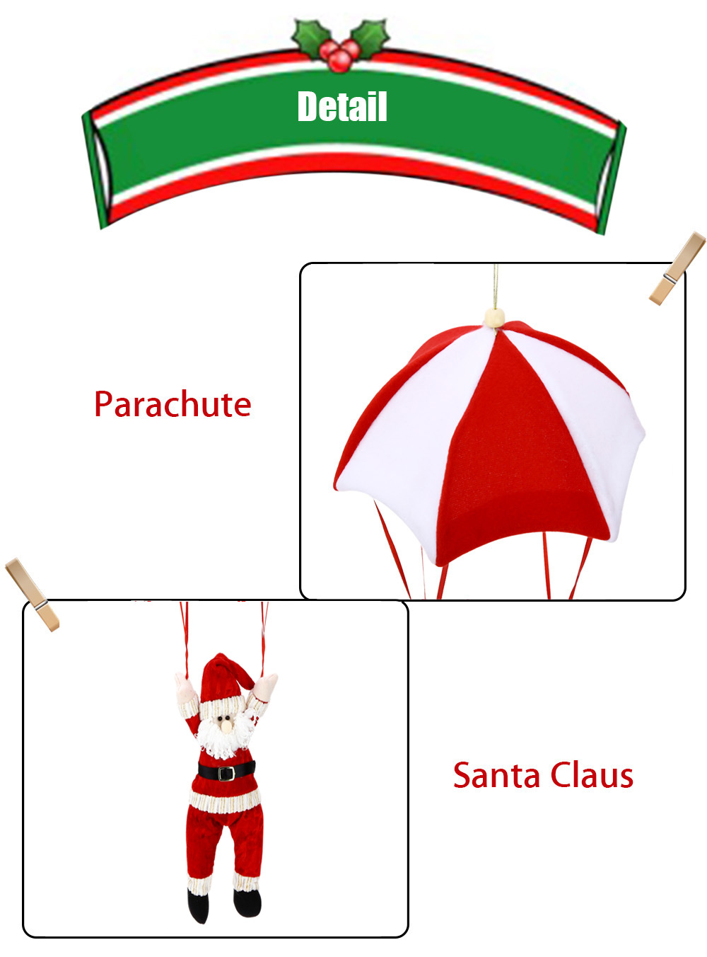 Christmas Santa Claus Snowman Parachute Hanging Decoration