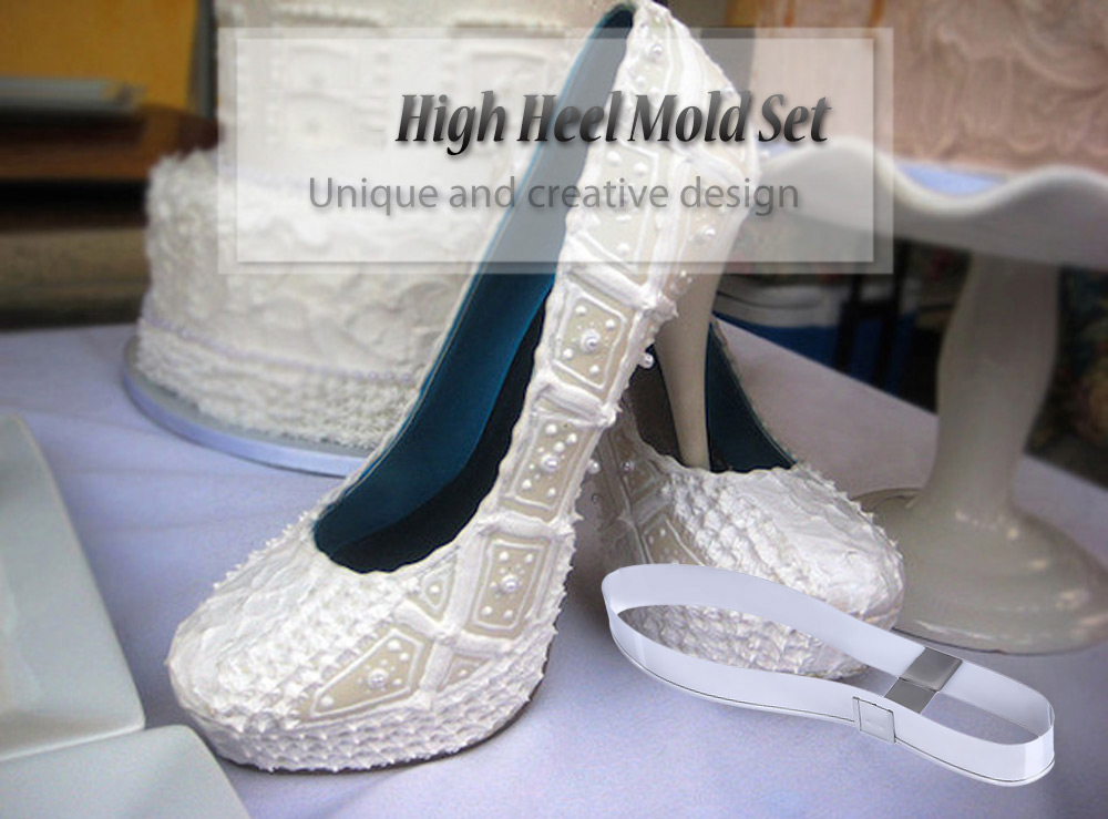TANGCHU 3D Silicone High Heel Shoes Mold Set Cake Decorating Tool