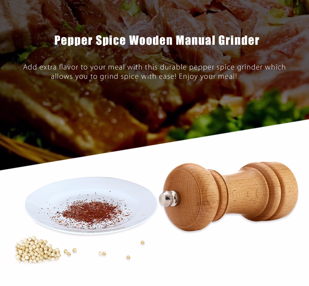 Pepper Spice Wood Manual Grinder Seasoning Kitchen Accessory