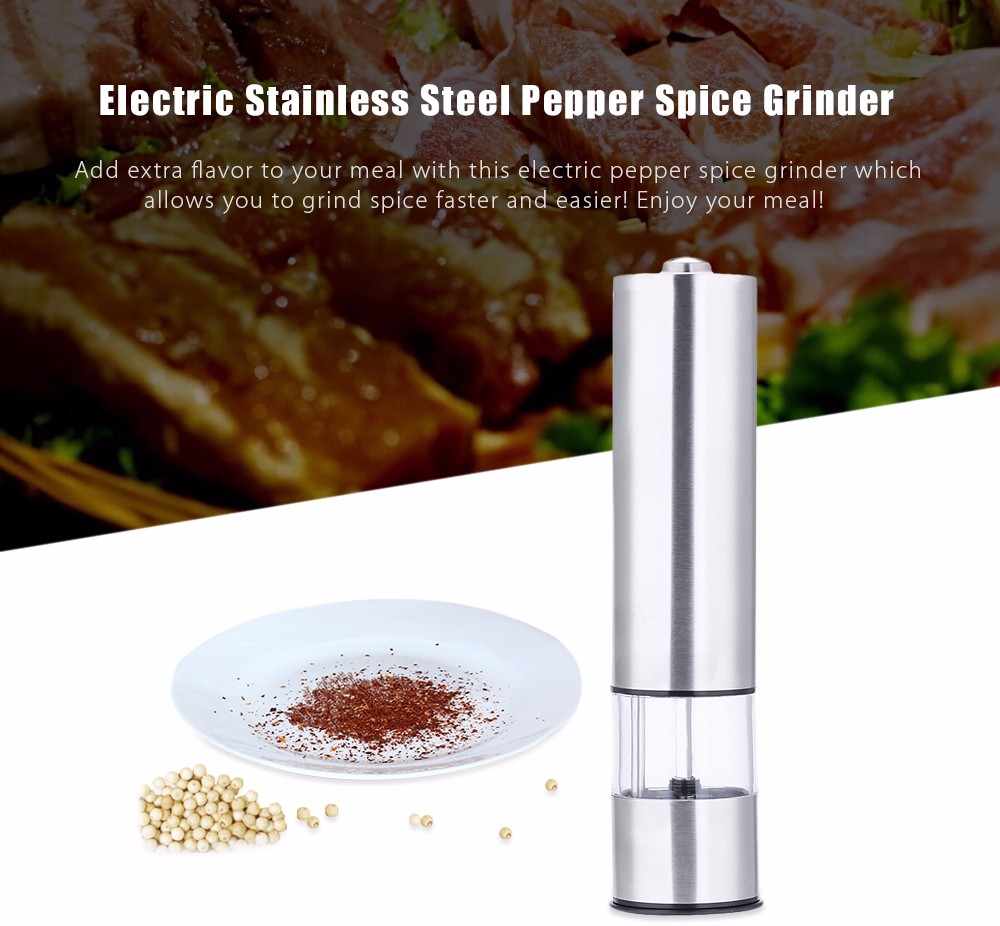 Electric Stainless Steel Pepper Spice Grinder Seasoning Mill Kitchen Accessory
