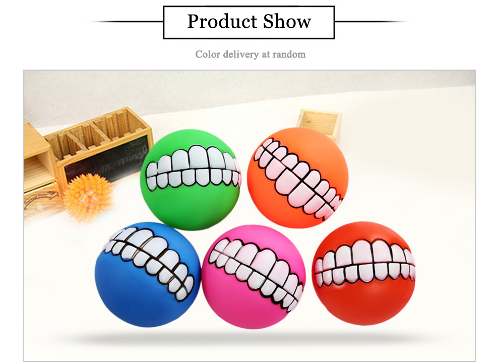 High Quality Bucktooth Pattern Squeaky Ball Chew Toy for Pet Dog Cat