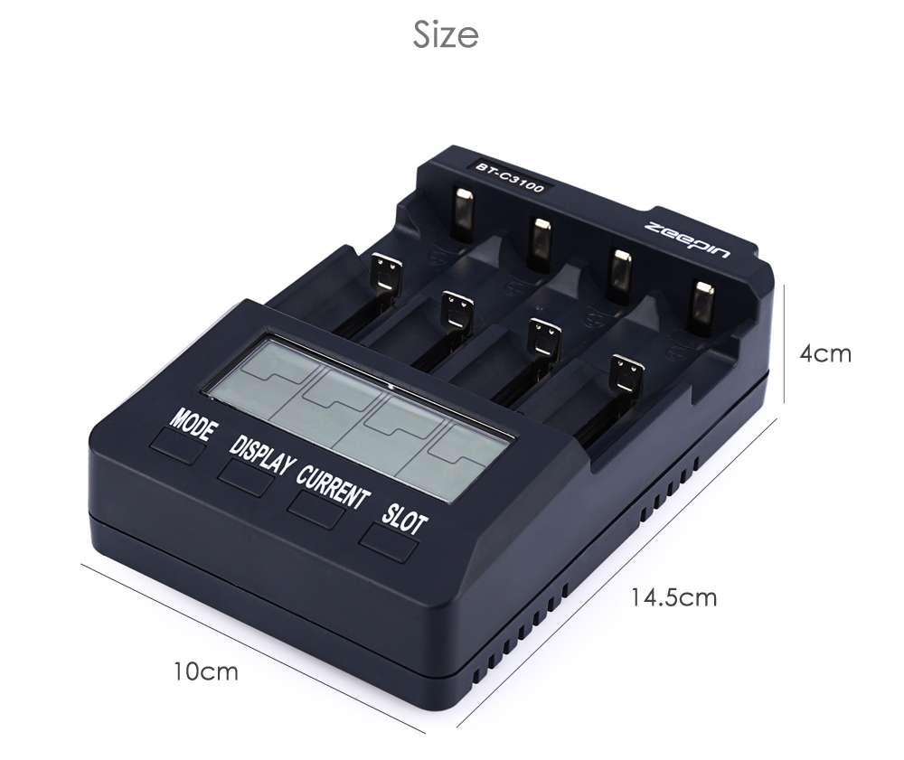 ZEEPIN BT - C3100 V2.2 Digital Intelligent 4 Slot LCD Battery Charger with Adapter