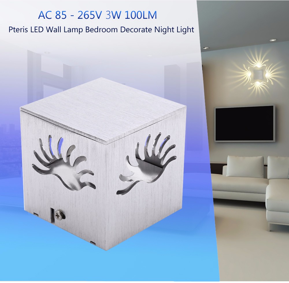 AC 85 - 265V 3W 100LM Pteris LED Wall Lamp Bedroom Decorate Night Light