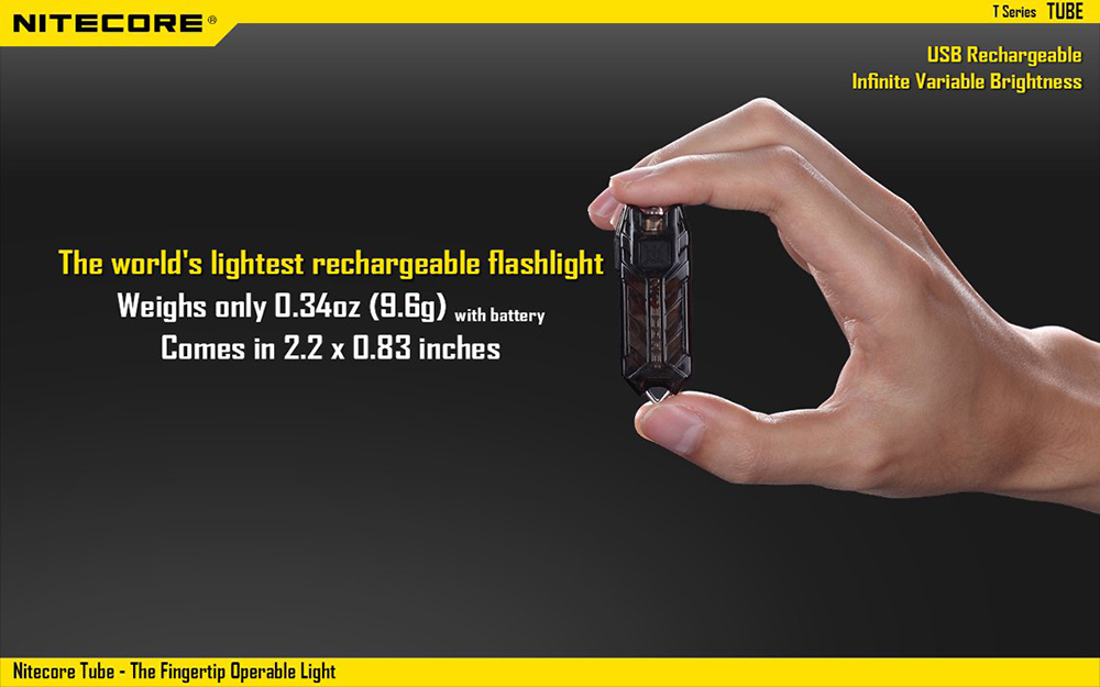 Nitecore TUBE 45Lm 2 Modes USB Rechargeable LED Keychain Light Flashlight