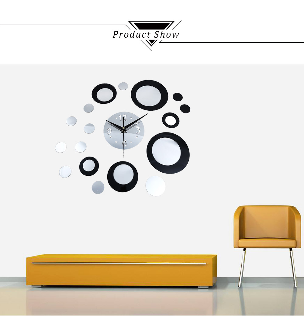 DIY Creative Round Mirror Wall Clock Stickers Home Decor