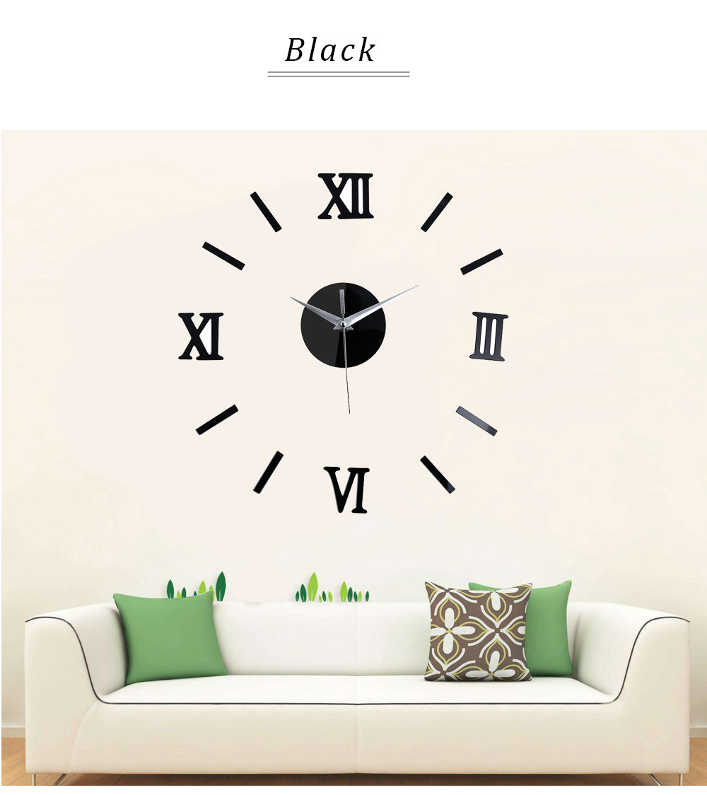 Roman Numerals Mirror Effect Sticker DIY Wall Clock Home Decoration