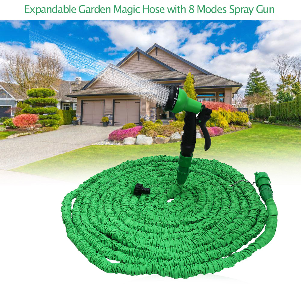 Expandable Garden Hose Water Pipe with 8 Modes Spray Gun