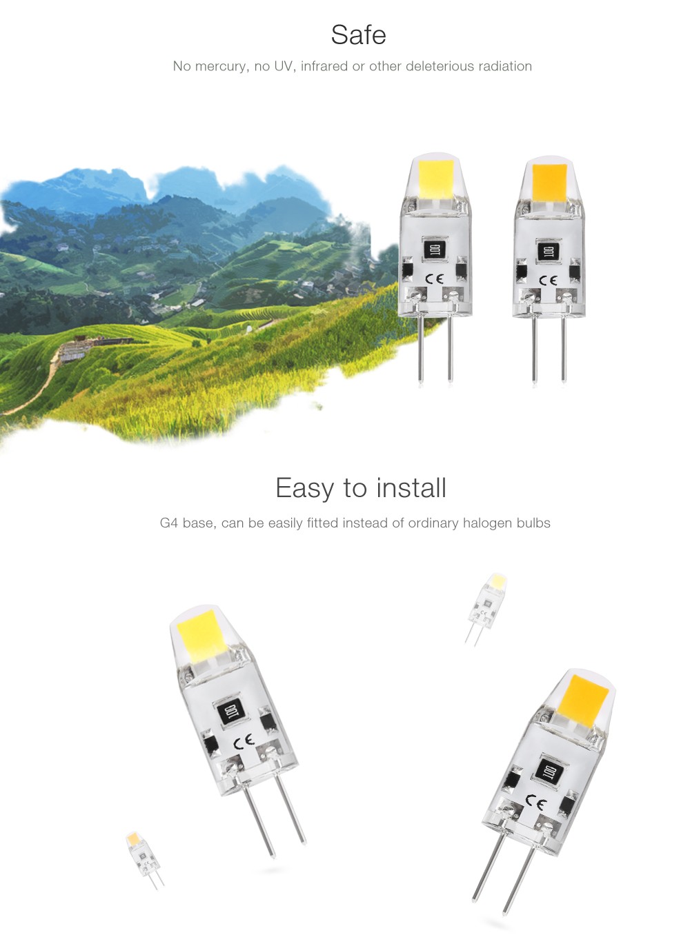 Lightme 10PCS Energy-saving G4 DC 12V 1.2W LED Bulb Lamp