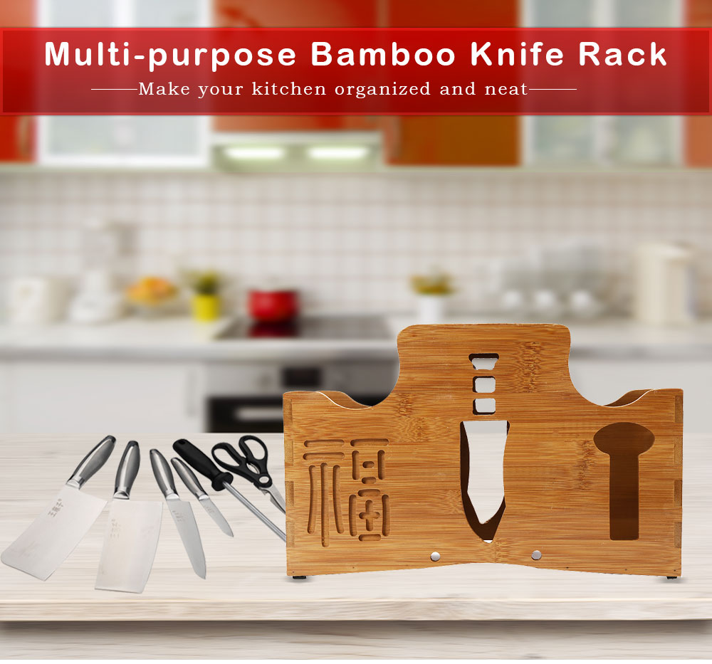 CYYC Multi-purpose Bamboo Tool Holder Knife Rack Kitchen Accessory
