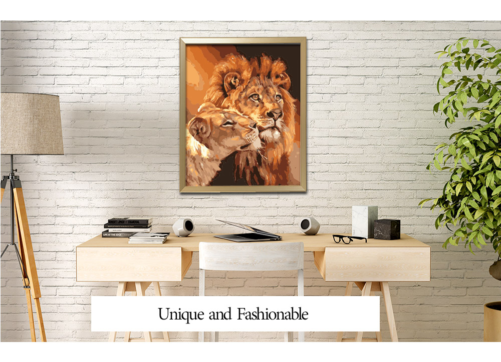 Two Lions DIY Digital Oil Hand Painting Wall Decoration