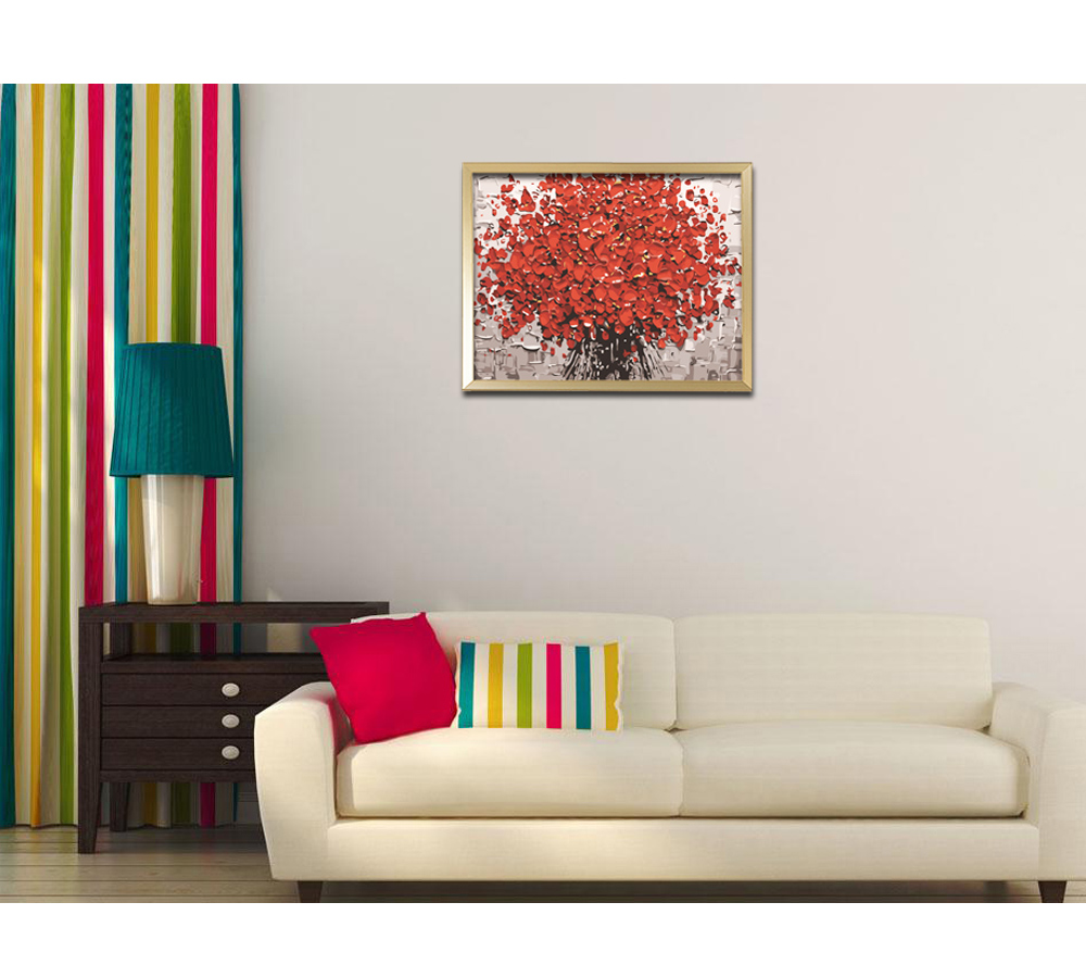 Red Floral DIY Digital Oil Hand Painting Wall Decoration