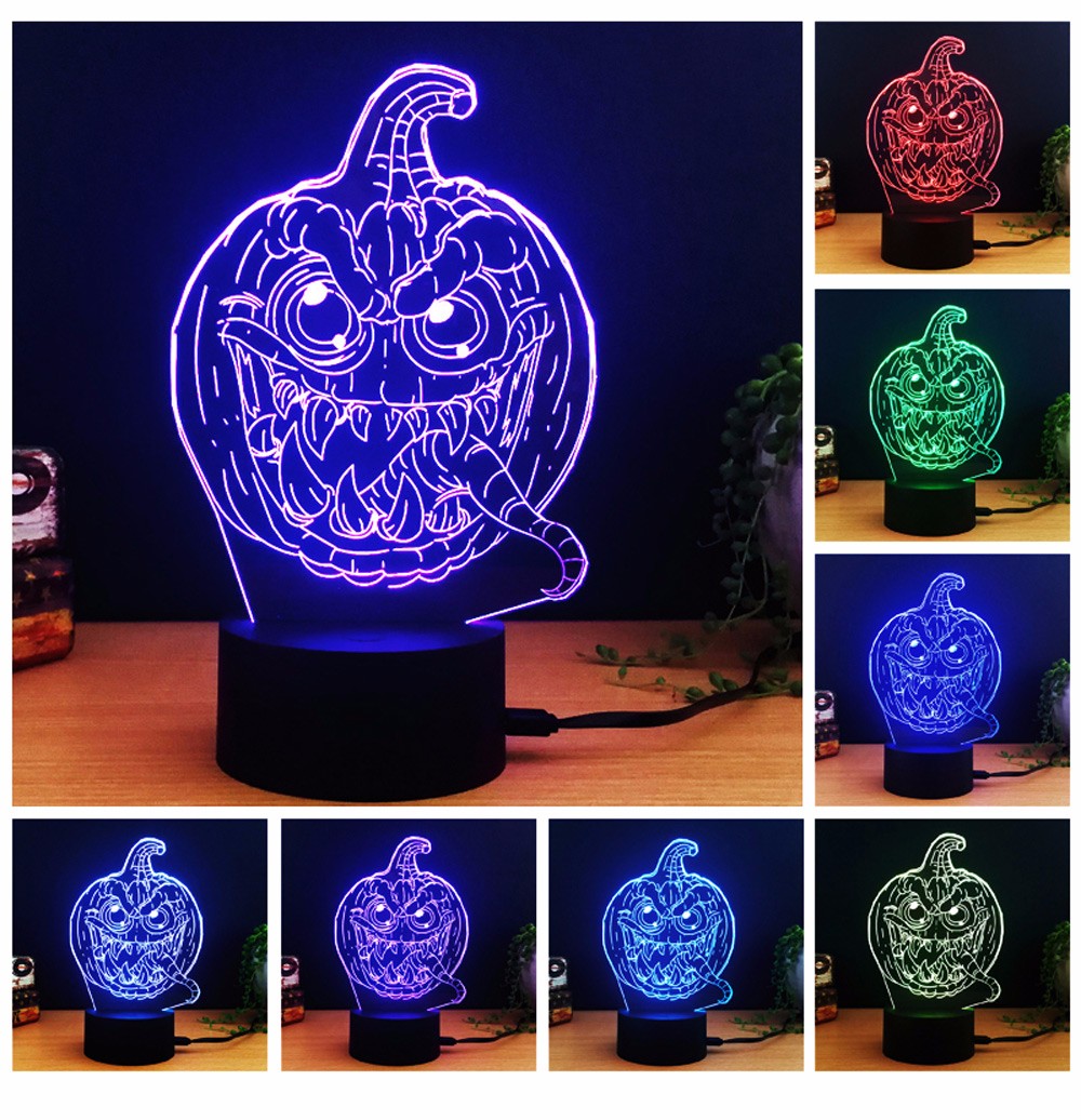 Colorful Pumpkin Shape 3D LED Table Lamp