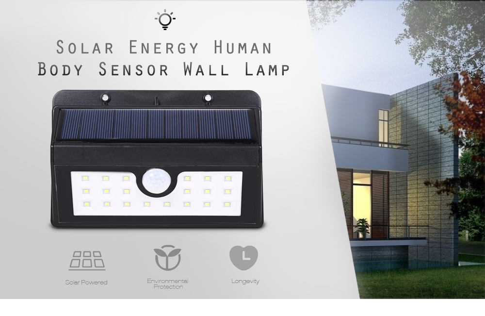 20 LEDs Solar Human Body Induction Garden Lamp
