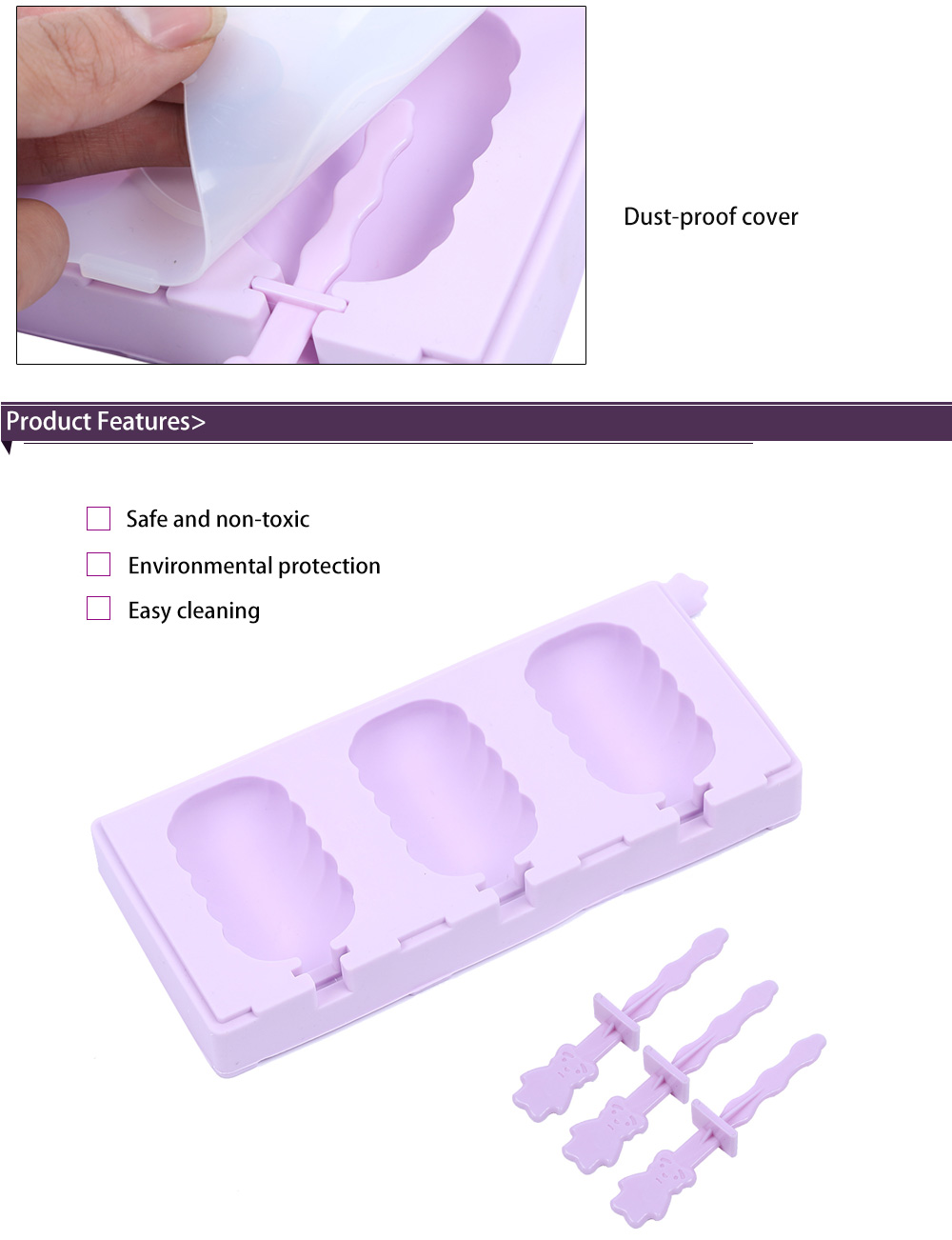 TinB DIY Silicone Ice Cream Mold with Dust Cover