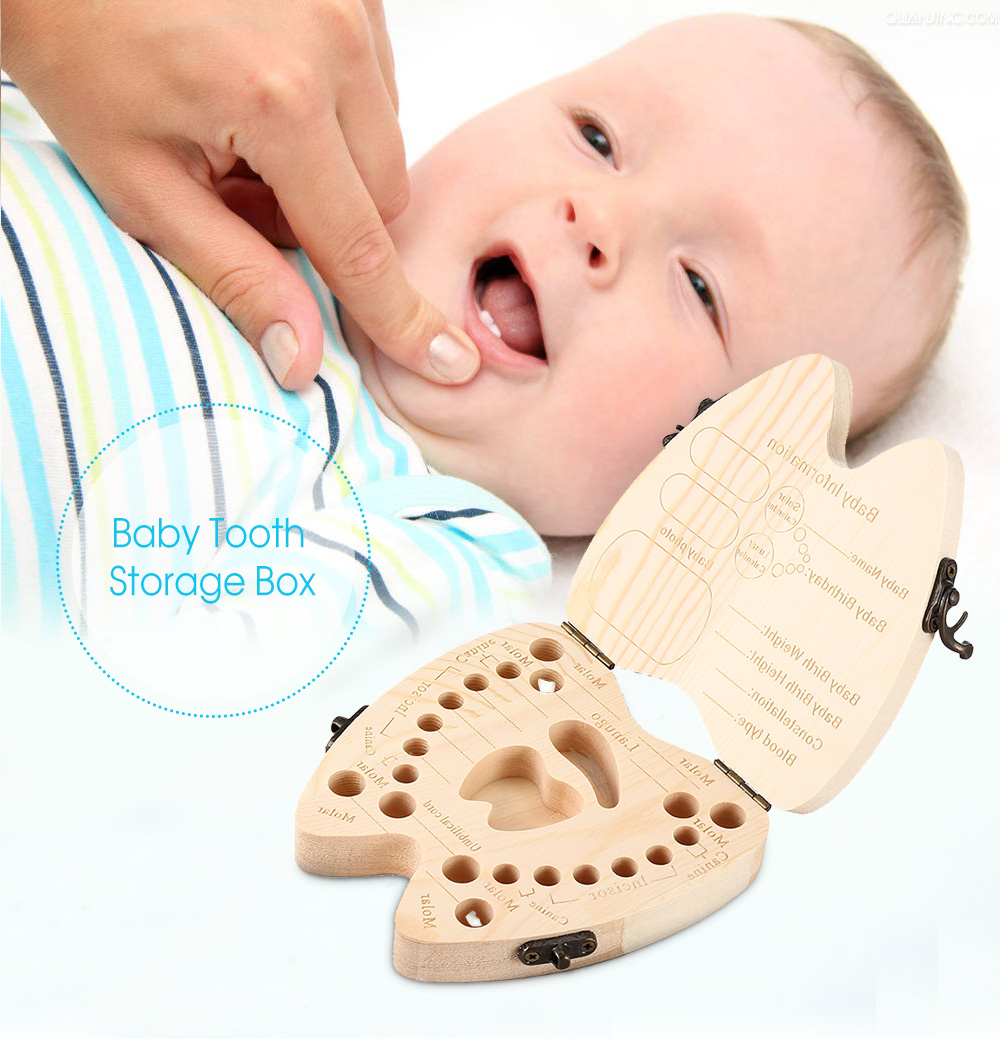 Creative Wooden Baby Tooth Organizer Box for Deciduous Teeth Umbilical Cord Lanugo