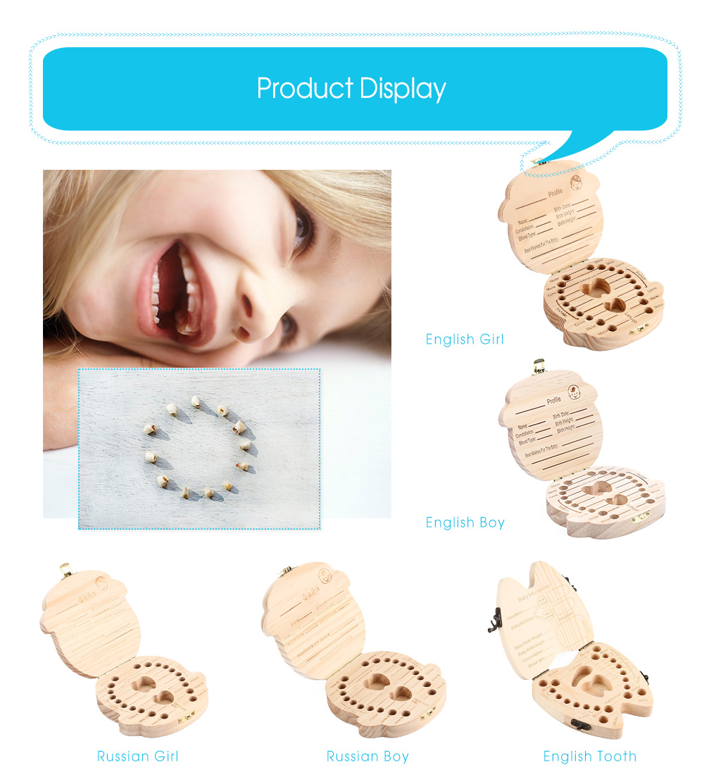 Creative Wooden Baby Tooth Organizer Box for Deciduous Teeth Umbilical Cord Lanugo