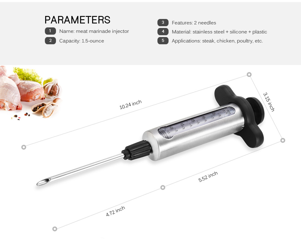 Premium BBQ Meat Marinade Injector with 2 Needles