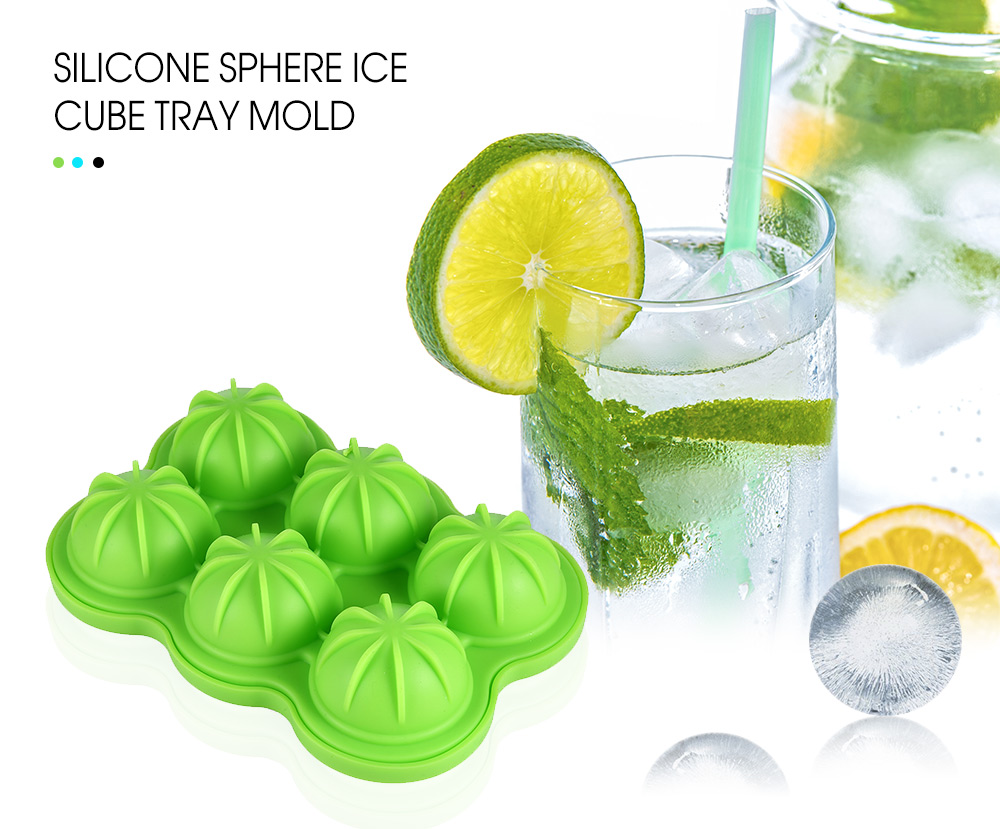 6 Cavity Silicone Sphere Ice Cube Tray Mold for Whiskey Cocktail