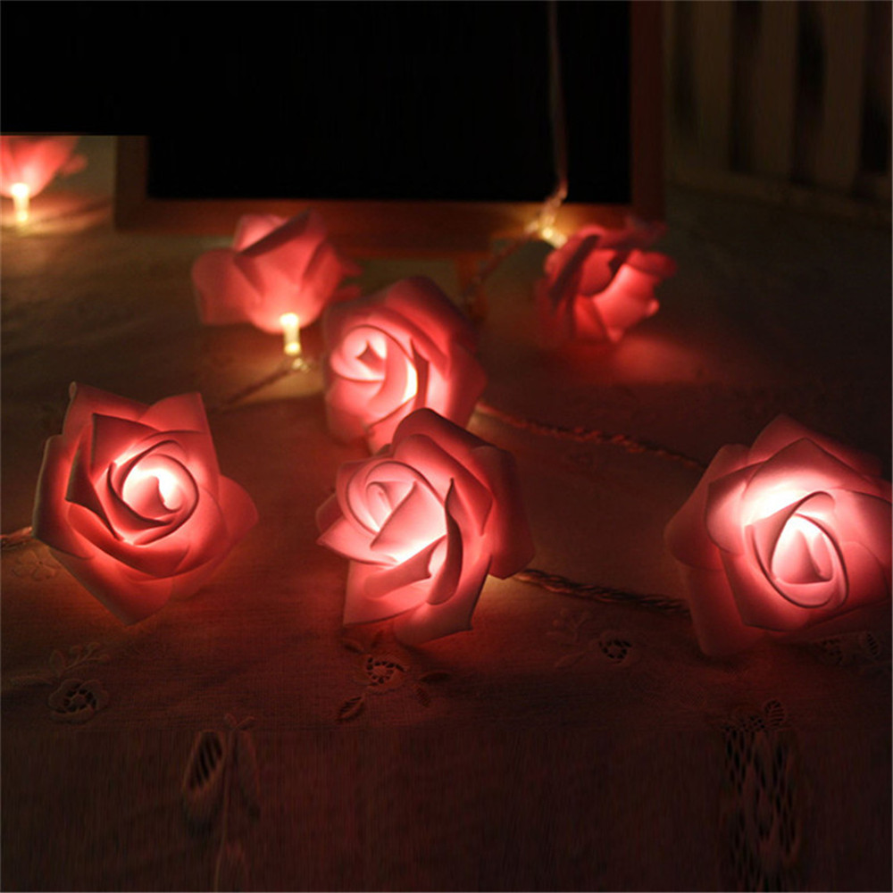 Supli 5M 20 Led Battery Operated String Flower Rose Fairy Light Christmas Decor
