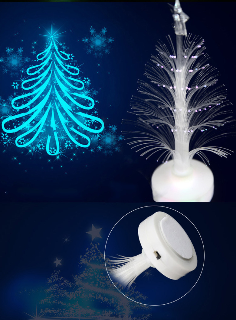 Jueja Novelty Glowing Fiber Optic Christmas Tree Night Lamp Led Bottom Sticker Night Light for Children Romantic Home Decorative
